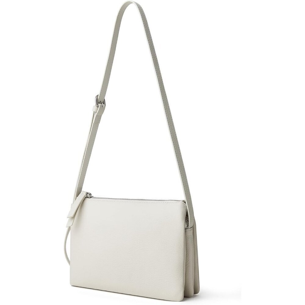 Leather Crossbody Bag for Women Triple Compartments Zipper Shoulder Purse